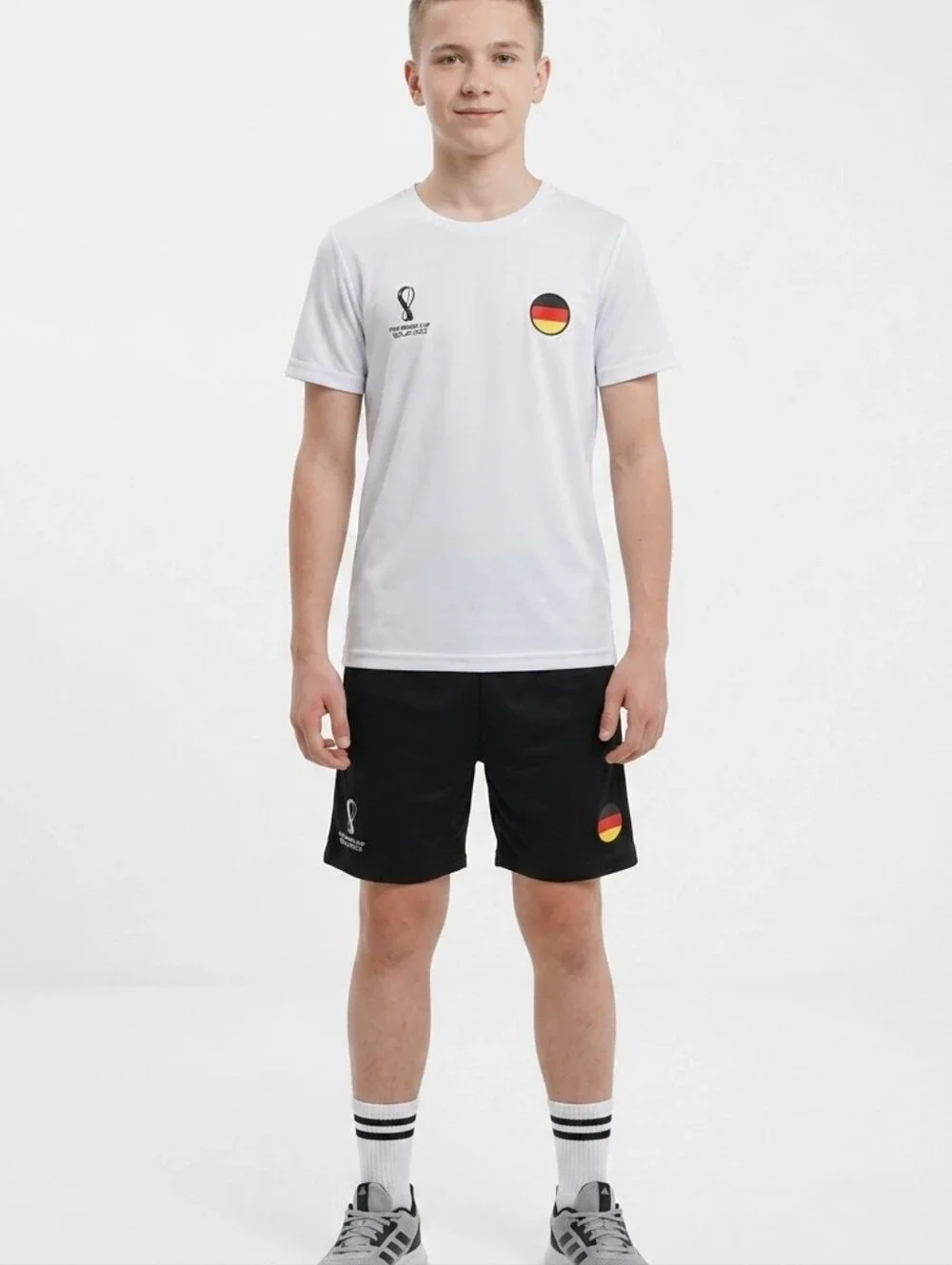 Germany FIFA World Cup Qatar 2022 Soccer Jersey & Shorts Set White Youth XL (14)
